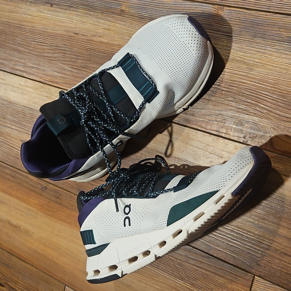 On Running Cloudnova White Violet Green Sneaker